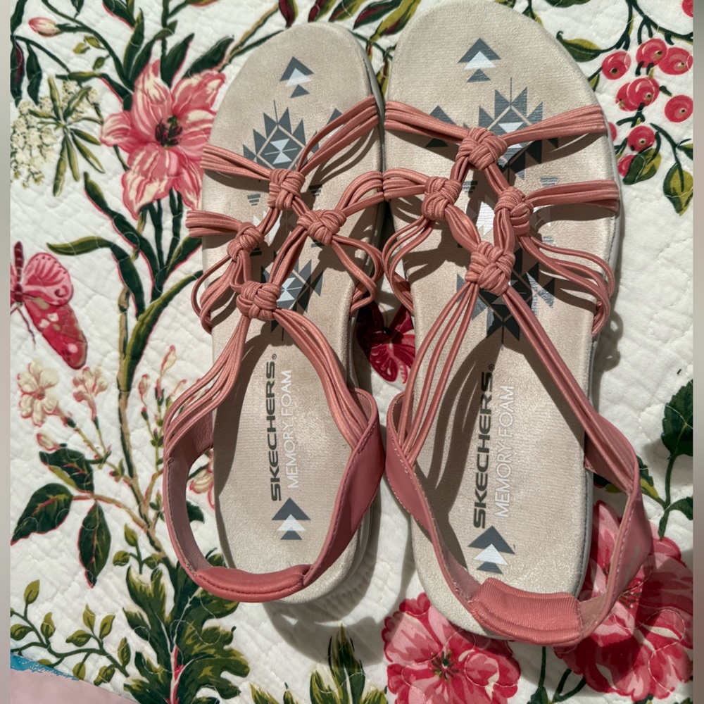 🩷Skechers Reggae Slim Why Not stretch fit sandals coral pink women size 10 EUC - Picture 10 of 10